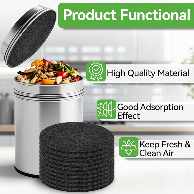 Rainflow 10PCS Compost Bin Charcoal Filters- 6.7inch Activated Carbon Filters，Round Charcoal Replacements for Kitchen Compost Bin Pail Replacement,Countertop Home Bucket Refill - Image 3